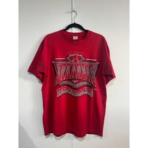Vintage Arkansas Razorbacks Shirt Mens Medium Red NCAA Football Jerzees Tee 90s